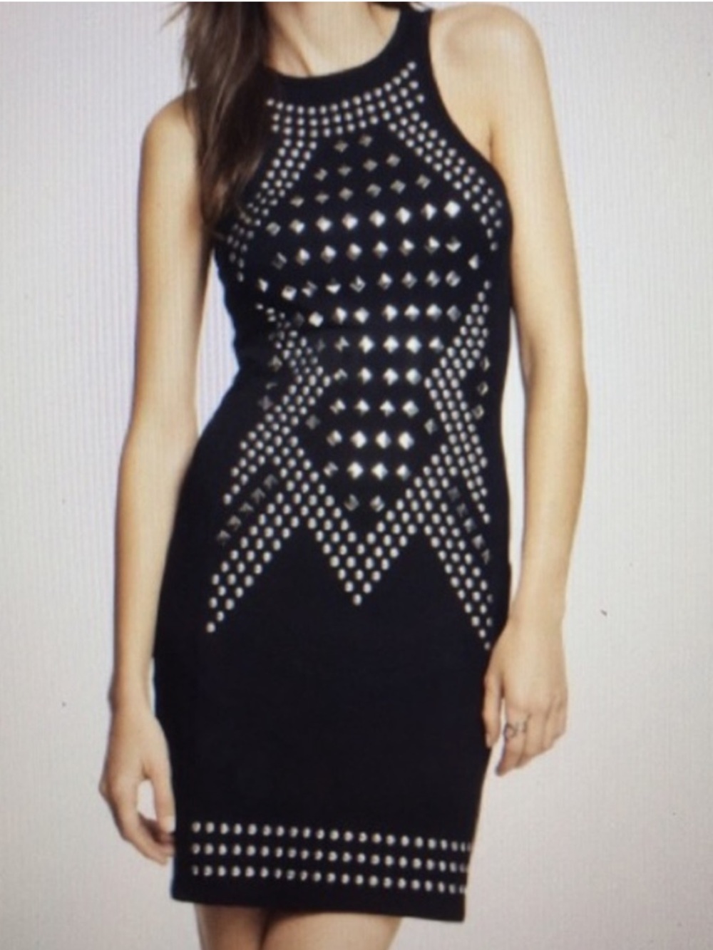 Express Black Studded Sleeveless Cotton Stretch Sheath Dress Women’s Size Large